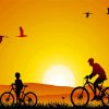 Sunset Bicycle Tour Silhouette Diamond Painting