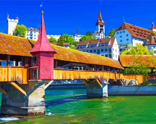 Switzerland Spreuer Bridge Diamond Painting