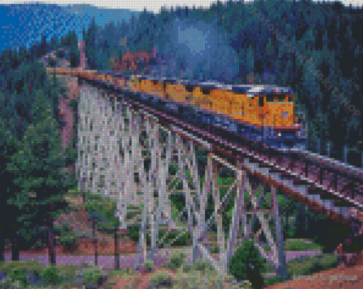 Train On Trestle Diamond Painting