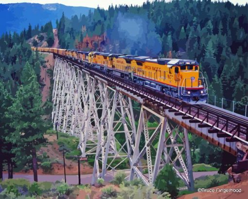 Train On Trestle Diamond Painting