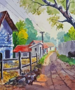 Village Landscape Diamond Painting