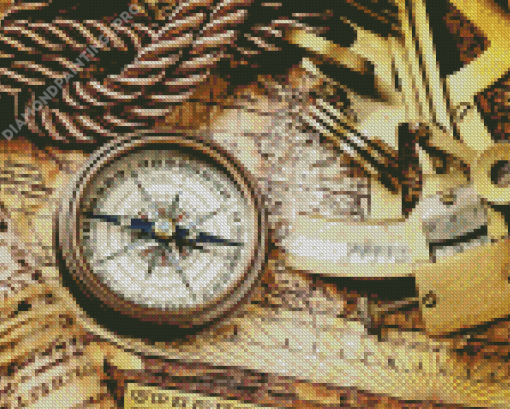 Vintage Compass Rose Map Diamond Painting