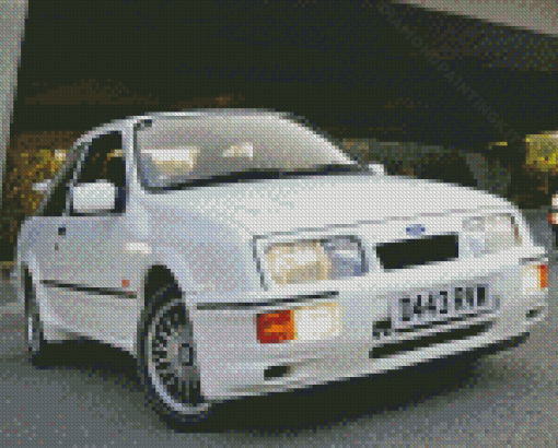 White Ford RS Car Diamond Painting