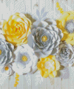 Yellow And Grey Roses Diamond Painting