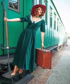 Young Girl With Travel Suitcase Diamond Painting