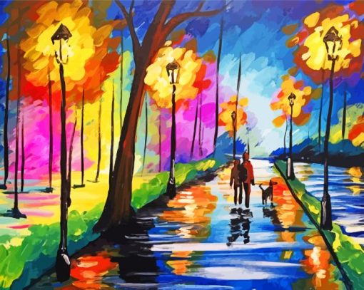 Aesthetic Couple Colorful Park Diamond Painting