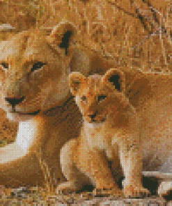 Aesthetic Lioness And Cubs Diamond Painting