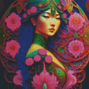 Aesthetic Asian Floral Lady Diamond Painting