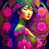 Aesthetic Asian Floral Lady Diamond Painting