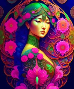 Aesthetic Asian Floral Lady Diamond Painting