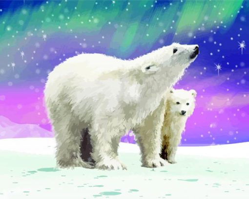 Aurora Northern Lights Polar Bears Diamond Painting