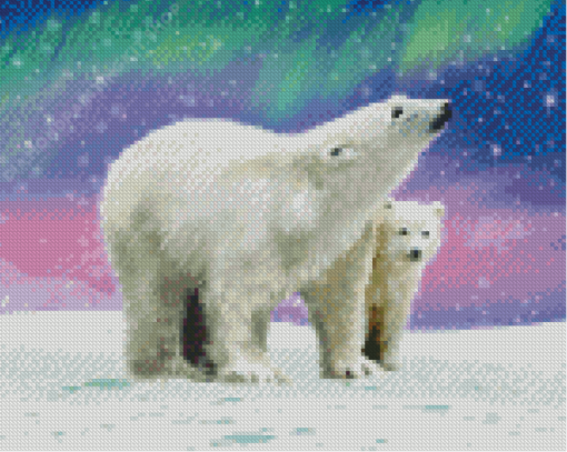 Aurora Northern Lights Polar Bears Diamond Painting