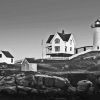 Black And White Nubble Lighthouse York Maine Diamond Painting