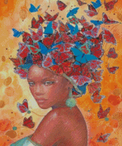 Black Woman Butterfly Diamond Painting