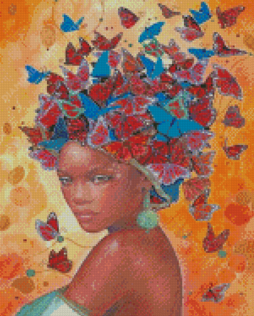 Black Woman Butterfly Diamond Painting