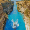 Boat In Corinth Canal Diamond Painting