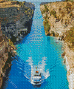 Boat In Corinth Canal Diamond Painting