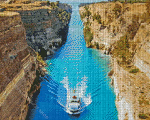 Boat In Corinth Canal Diamond Painting