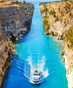 Boat In Corinth Canal Diamond Painting