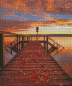 Bridge Sunset Lake Diamond Painting