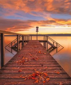 Bridge Sunset Lake Diamond Painting