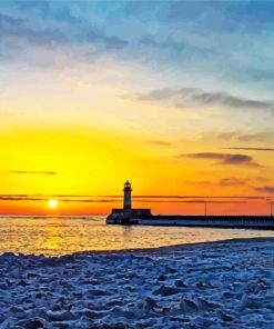 Canal Park Sunset At Beach Diamond Painting