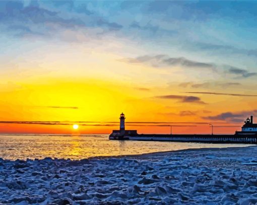 Canal Park Sunset At Beach Diamond Painting