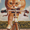 Cat Riding A Bike Diamond Painting