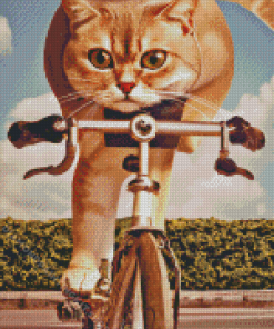 Cat Riding A Bike Diamond Painting