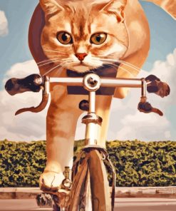 Cat Riding A Bike Diamond Painting