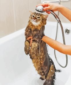 Cat Shower Time Diamond Painting