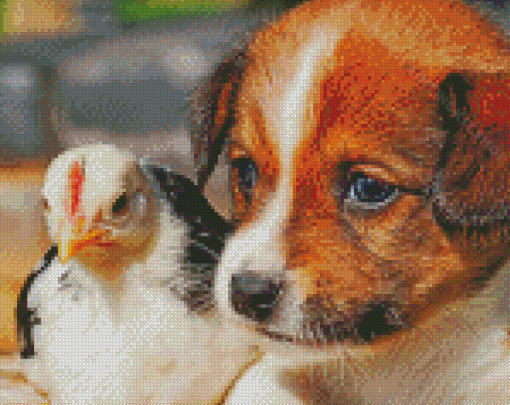 Chicken And Puppy Diamond Painting