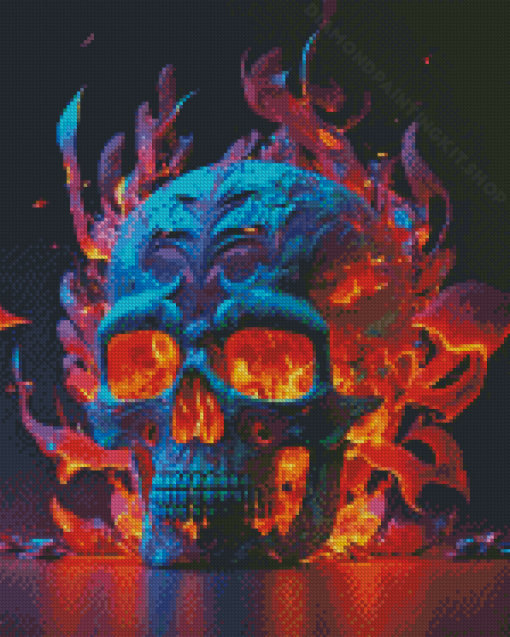 Fire Skull Diamond Painting