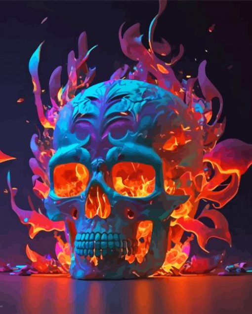 Fire Skull Diamond Painting