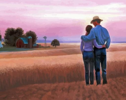 Couple In Farm Field Diamond Painting