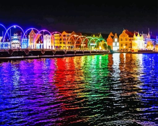 Curacao Bridge At Night Diamond Painting