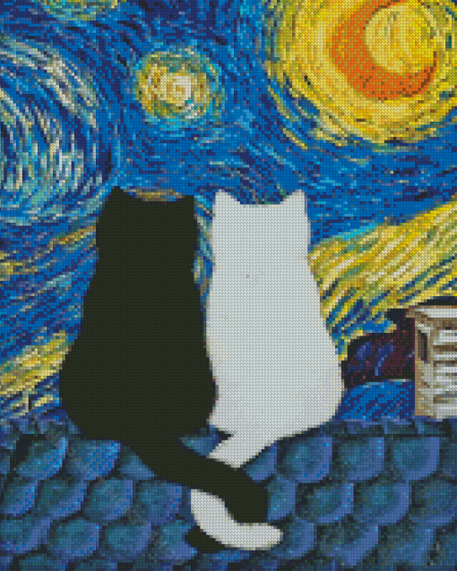 Cats Starry Night Diamond Painting