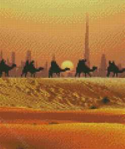 Dubai Desert Camels Silhouette Diamond Painting