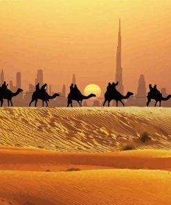 Dubai Desert Camels Silhouette Diamond Painting