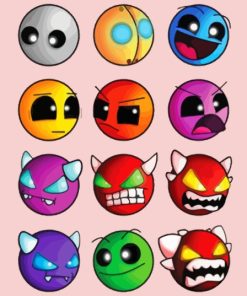 Geometry Dash Demon Faces Diamond Painting