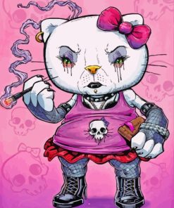 Goth Hello Kitty Diamond Painting