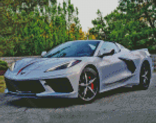 Grey C8 Convertible Corvette Diamond Painting