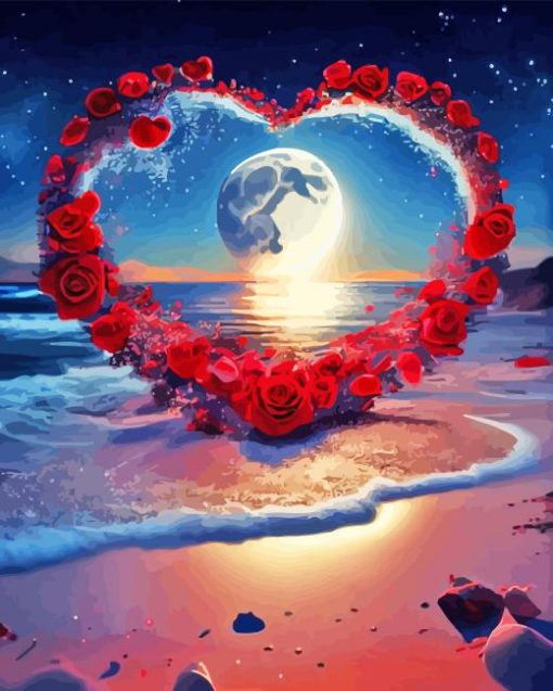 Heart And Moon Diamond Painting