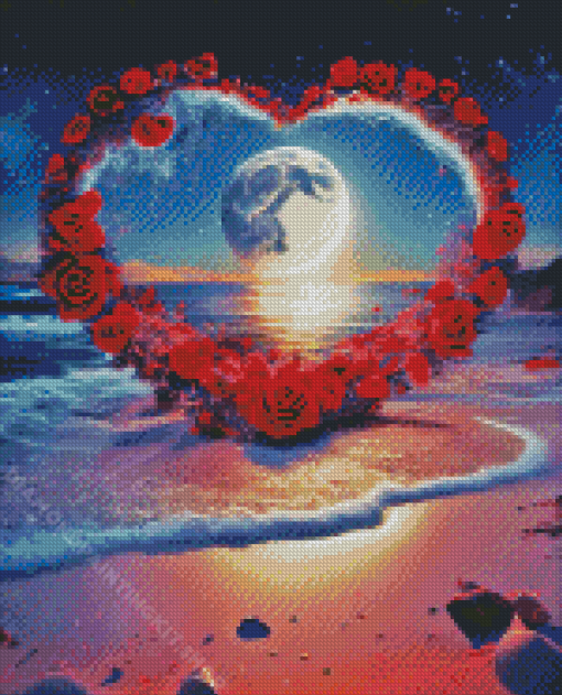 Heart And Moon Diamond Painting