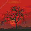 Landscape Red Sunset Tree Silhouette Diamond Painting