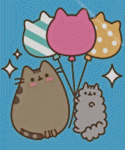 Pusheen Cats Balloon Diamond Painting