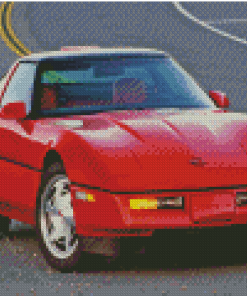 Red Corvette C4 Diamond Painting