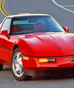 Red Corvette C4 Diamond Painting