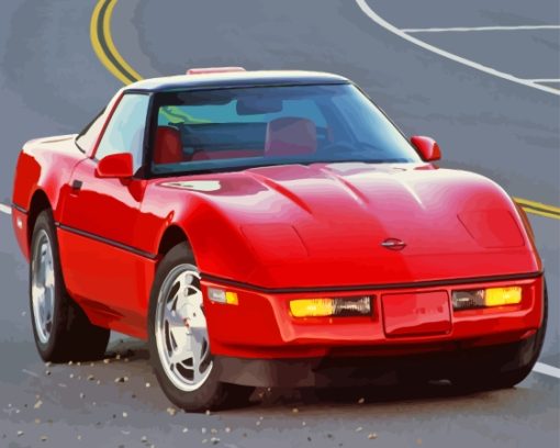 Red Corvette C4 Diamond Painting