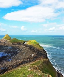 Rhossili Bay Worms Head Diamond Painting